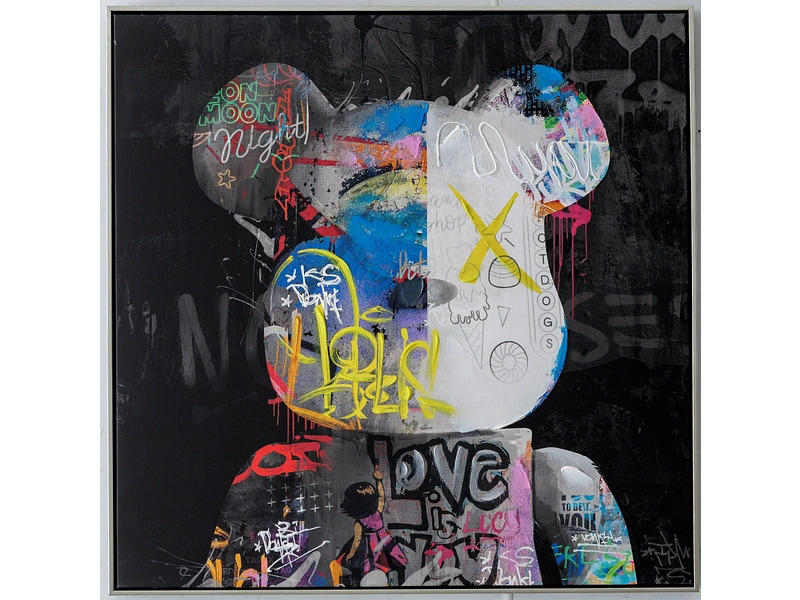 Надрукована та розписана вручну полотно MOUSE різнокольорове